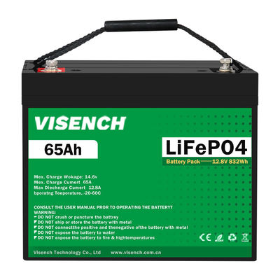 Batería de litio Visench Batería de litio Li-ion Lifepo4 12V 65Ah Sistema de energía solar