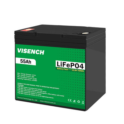 Visench Mejor vendedor 12 V 55Ah Ciclo profundo Solar RV Caravana Marina 12 Volt Baterías de iones de litio 12 V 55Ah Batería Lifepo4