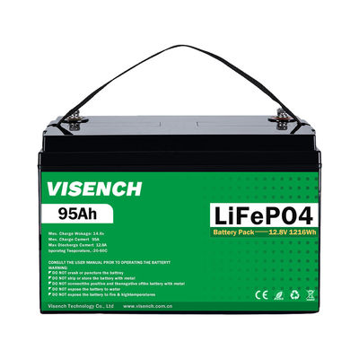 Visench 12V 100Ah Lifepo4 Litio de hierro Batería de paquete de ciclo profundo Tiempo de vida de la batería Lifepo4 12V para el sistema de energía solar
