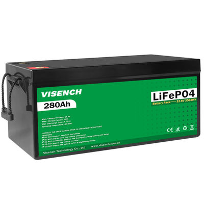 Visench Energía solar 12V 280Ah Batería recargable de litio y hierro fosfato 12.8V 280Ah Baterías Lifepo4