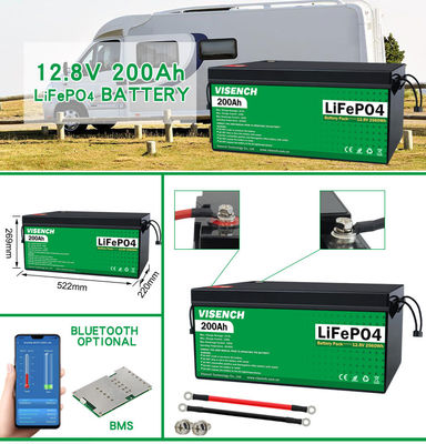 Fábrica directa de Visench 12V 24V 100Ah 120Ah 200Ah Profundo 6000 Ciclos Solar Vida útilpo4 Batería recargable de almacenamiento de energía