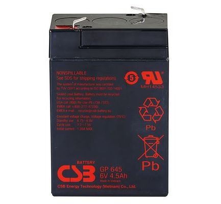 Batería recargable de 6V 4,5Ah de larga duración para aplicaciones industriales