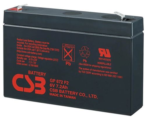 Batería CSB GP672 6V 7.2Ah Recargable sin mantenimiento 7.2Ah Batería de plomo ácido