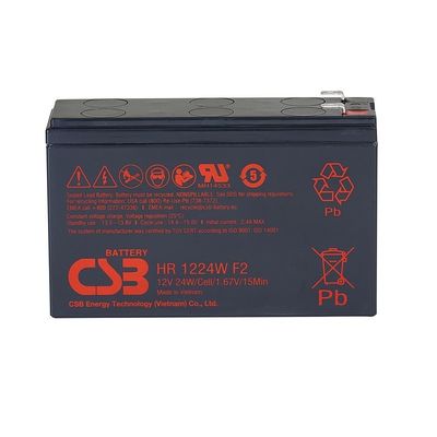 Batería CSB HR1224W 12V 24W 6Ah de alto rendimiento recargable sin mantenimiento Batería de plomo ácido 12V 6Ah