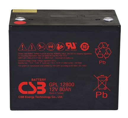 Batería CSB GPL12800 12V 80Ah de larga duración Sin mantenimiento Recargable VRLA Batería de plomo ácido para UPS