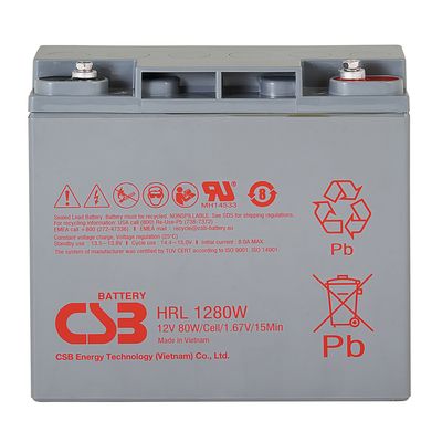 CSB HRL1280W Batería de plomo-ácido sellada Batería de gel de 12V 80W de corriente extremadamente alta