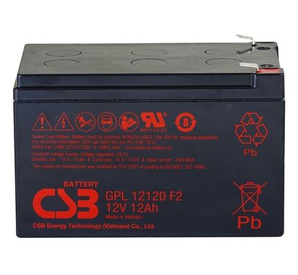 Batería CSB GPL12120 12V 12Ah Batería de plomo y ácido sellada Batería recargable de larga duración para UPS