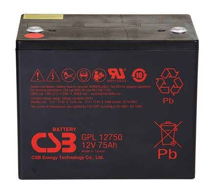 Batería recargable de CSB GPL12750 12V 75Ah Batería de plomo y ácido sellada
